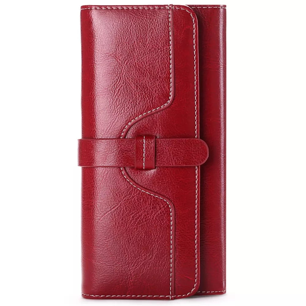 Leather Long Wallet – Premium PU Bifold for Women