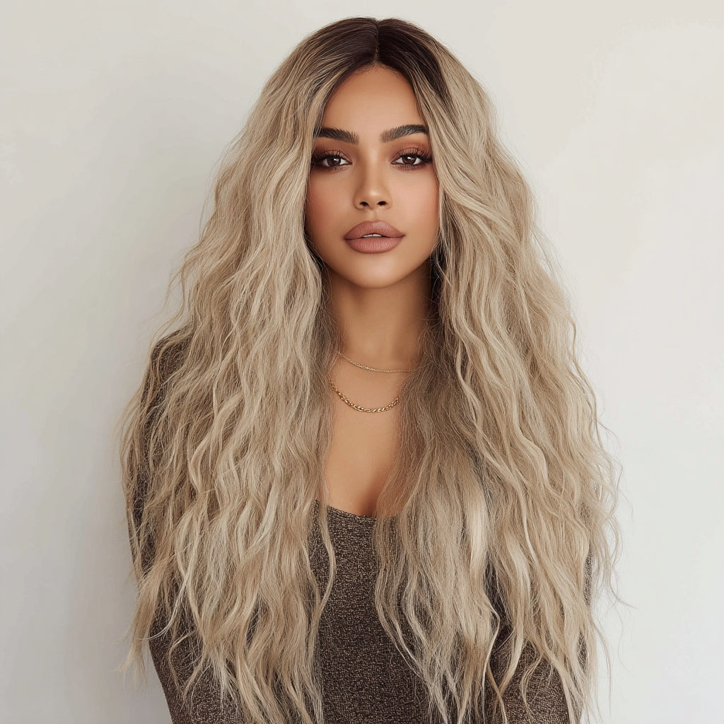 Gray Ombre Wavy Lace Front Wig | T-Part Lace | 150% Density | Heat Resistant Synthetic