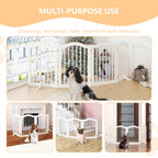 Freestanding Pet Gate for Dogs | 4-Panel Wooden Safety Fence | 27.6" Tall x 80" Wide