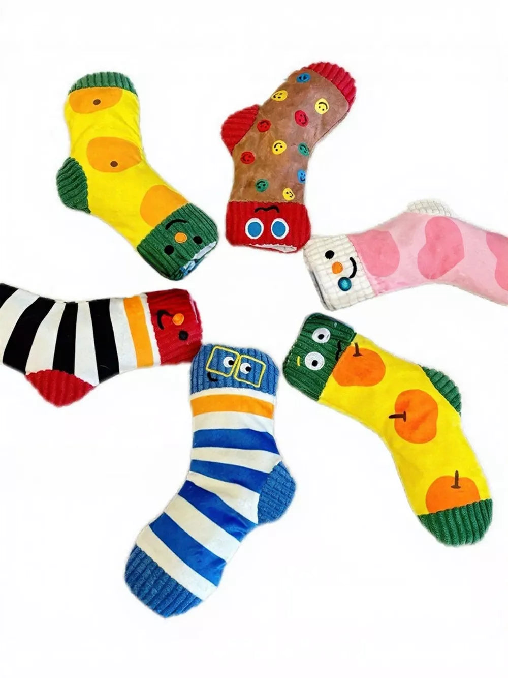 Dog Plush Chew Toy – Cartoon Socks Soft Cuddle & Squeaky Toy for Dogs