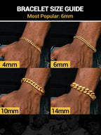 PROSTEEL Gold Plated Bracelet for Men Chunky Cuban Bracelet 10MM 7.5 Inch Chain Bracelet Stainless Steel Gift for Him