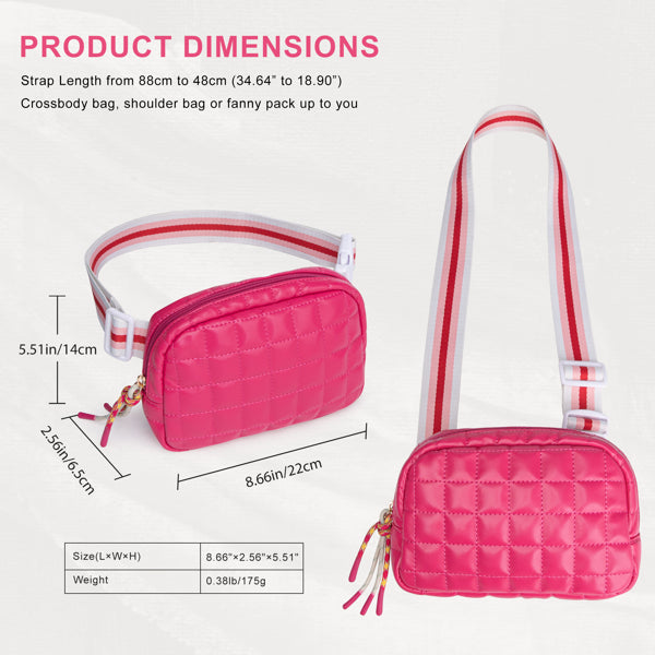 Quilted Puffer Belt Bag for Women - Lightweight Fanny Pack with Adjustable Strap