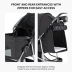 3-Wheel Pet Stroller for Dogs & Cats | Jogging Stroller with Storage