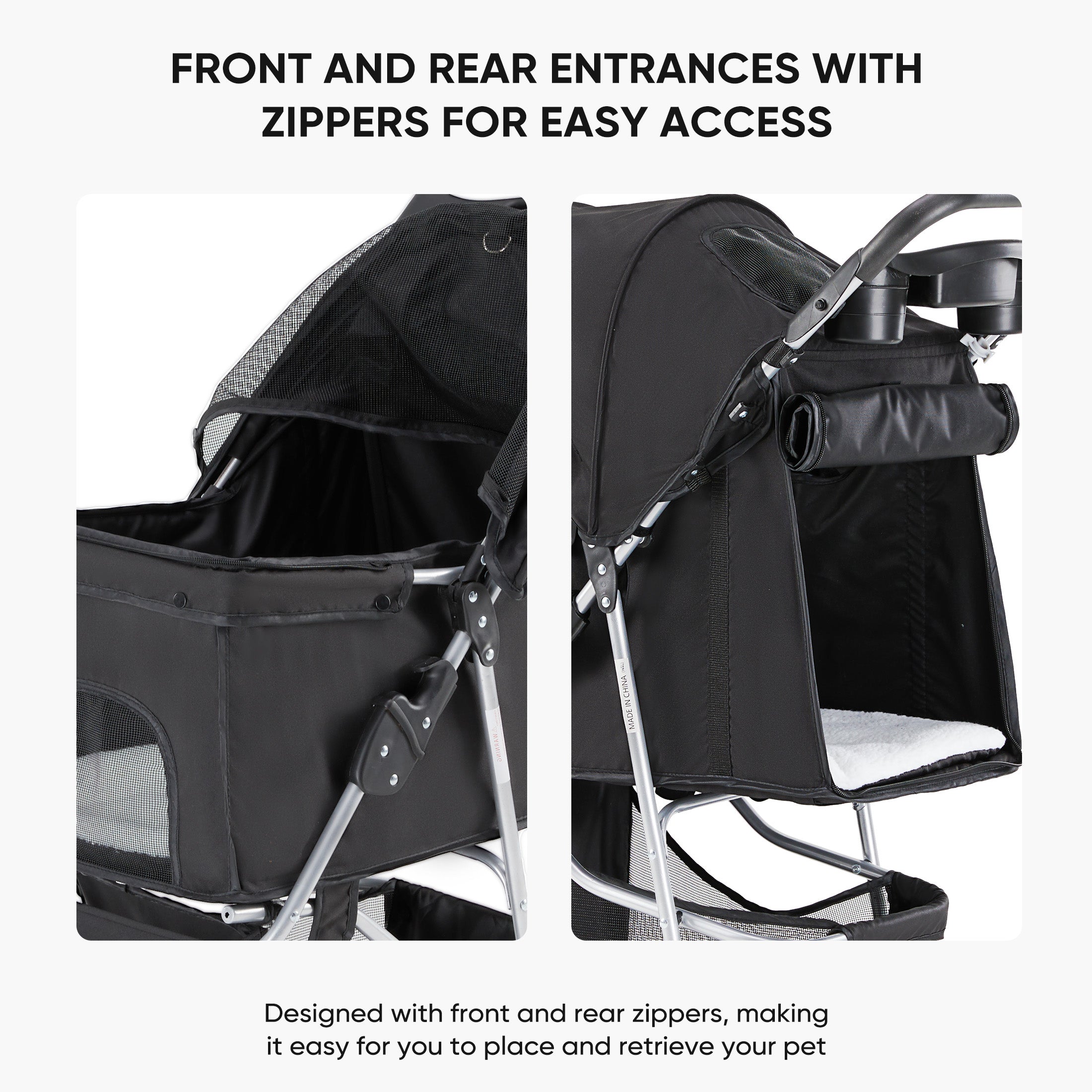 3-Wheel Pet Stroller for Dogs & Cats | Jogging Stroller with Storage