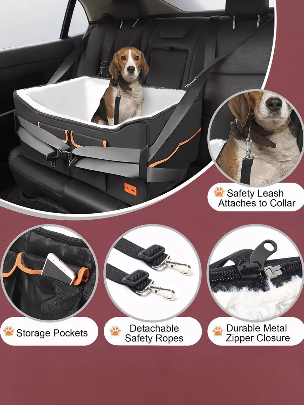 Pet Car Seat Booster – Elevated & Secure Travel Seat for Dogs & Cats