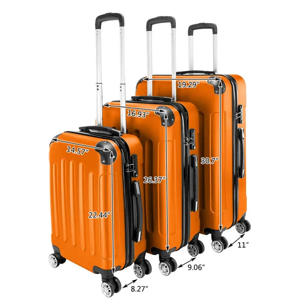3-Piece Hardside Luggage Set - 20" 24" 28" Spinner Suitcase with TSA Lock