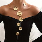 Layered Disc Necklace for Women | Adjustable Textured Metal Pendant