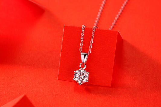 Moissanite Pendant Necklace | 1ct 2ct 3ct | S925 Sterling Silver & Platinum Plated