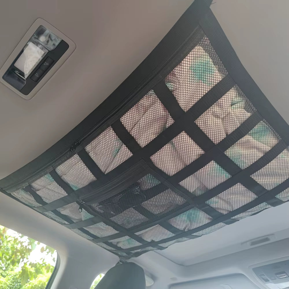 Car Ceiling Cargo Net Storage Net for Car Large Car Ceiling Cargo Net Pocket Mesh Car Roof Organizer for SUV Long Trip Camping