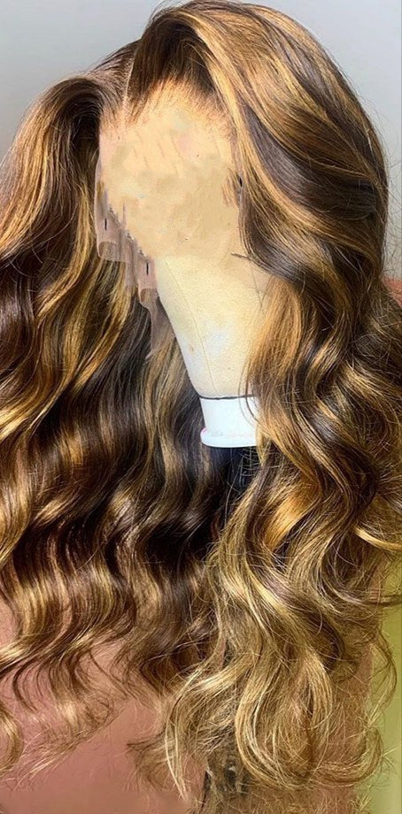 Long Curly Wig with Center Part Bangs - Heat Resistant Synthetic Fiber