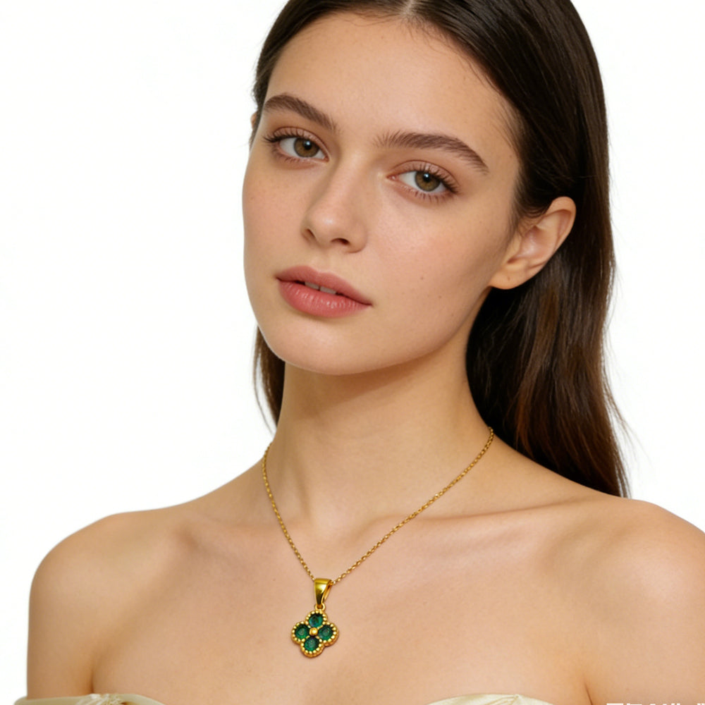 Lucky Four Leaf Clover Necklace | 24K Gold Plated Pendant & Adjustable Chain