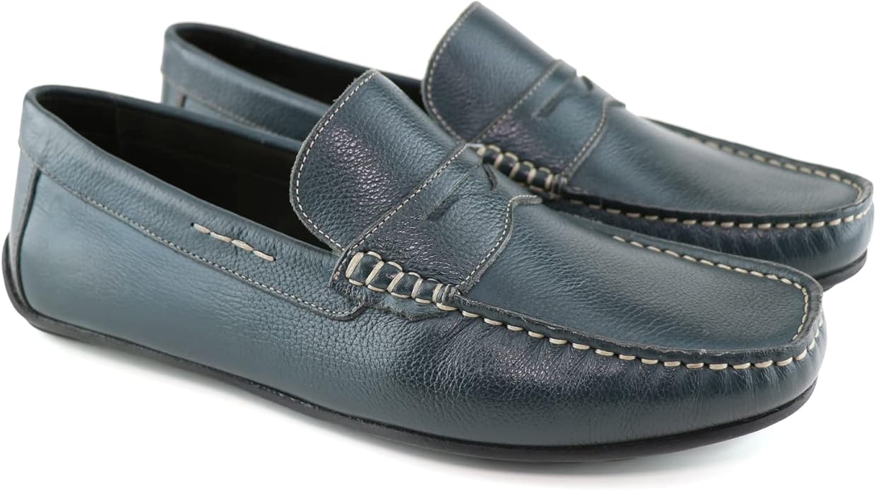 Men's Handcrafted Brazilian Leather Penny Loafers – Gel Heel Cushion, Arch Support & Anti-Slip Sole