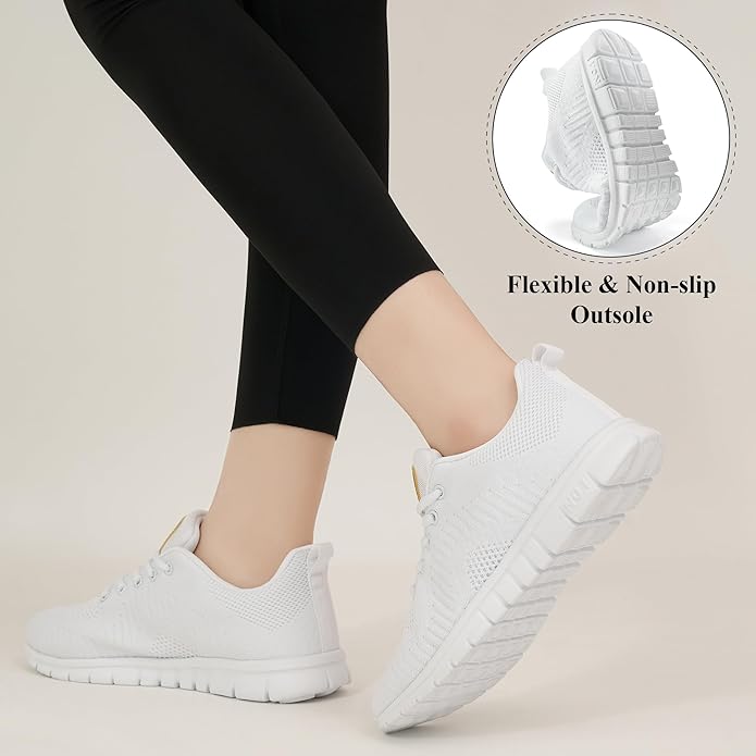 Women's Knit Slip-On Walking Sneakers | Memory Foam Lightweight Casual Shoes
