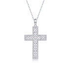 Moissanite Cross Pendant Necklace | S925 Sterling Silver Platinum Plated