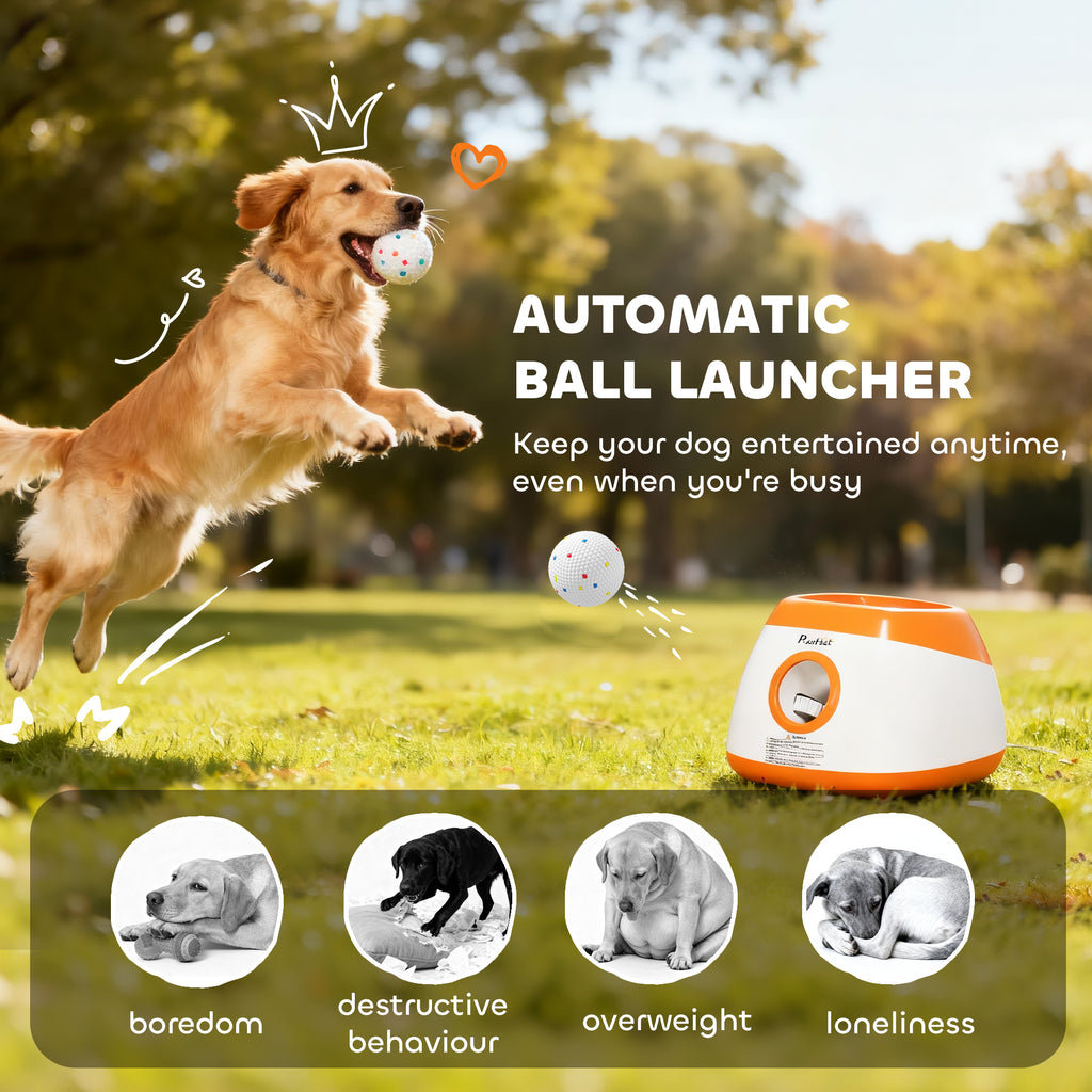 PawHut Automatic Dog Ball Launcher - Rechargeable Fetch Machine for Medium & Large Dogs