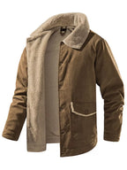 Men's Corduroy Sherpa-Lined Button-Up Jacket – Stretch Comfort, Warm & Pocketed | Sizes S–2XL