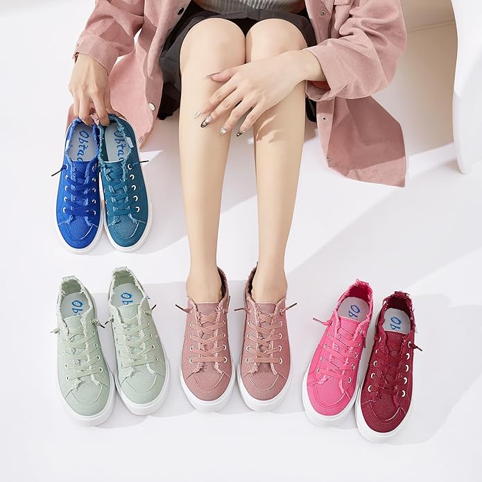 Women's Washed Canvas Slip-On Sneakers | Breathable Low-Top Casual Shoes