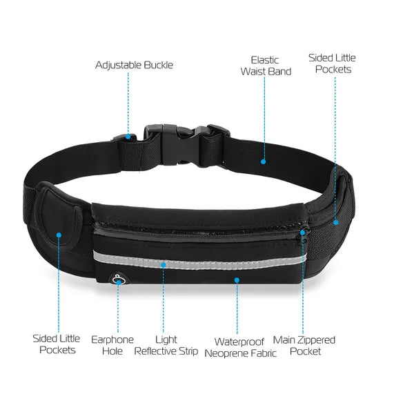 Waterproof Running Belt Bag - Adjustable Waist Pack for Phone & Essentials