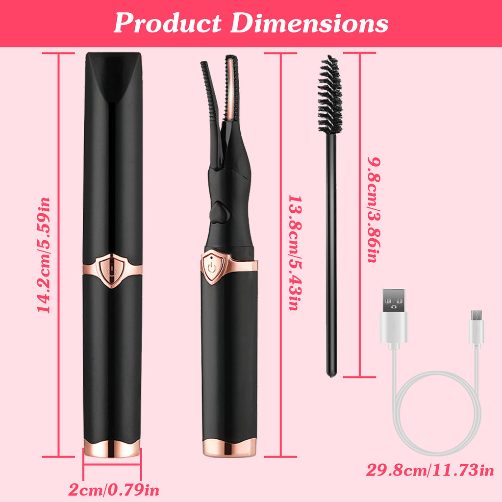 Heated Eyelash Curler – USB Rechargeable Electric Lash Curler | 3 Temperature Settings