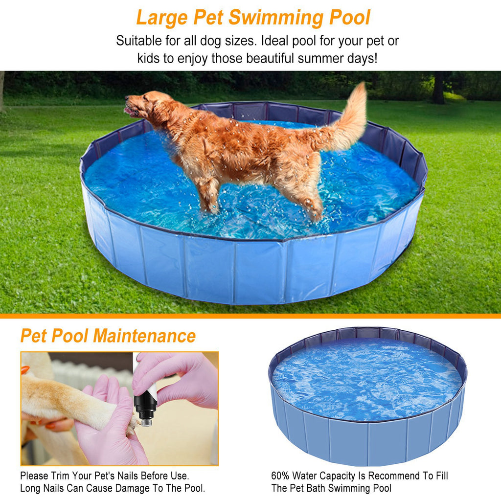 Extra Large Foldable Dog Pool 63" – Portable Swimming Pool for Dogs & Cats