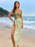 Cutout Sweetheart Neck One-Piece Swimsuit & Cover-Up Set