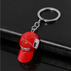 Trump Red Cap Keychain Set - 6 Pack MAGA Hat Key Ring Charms