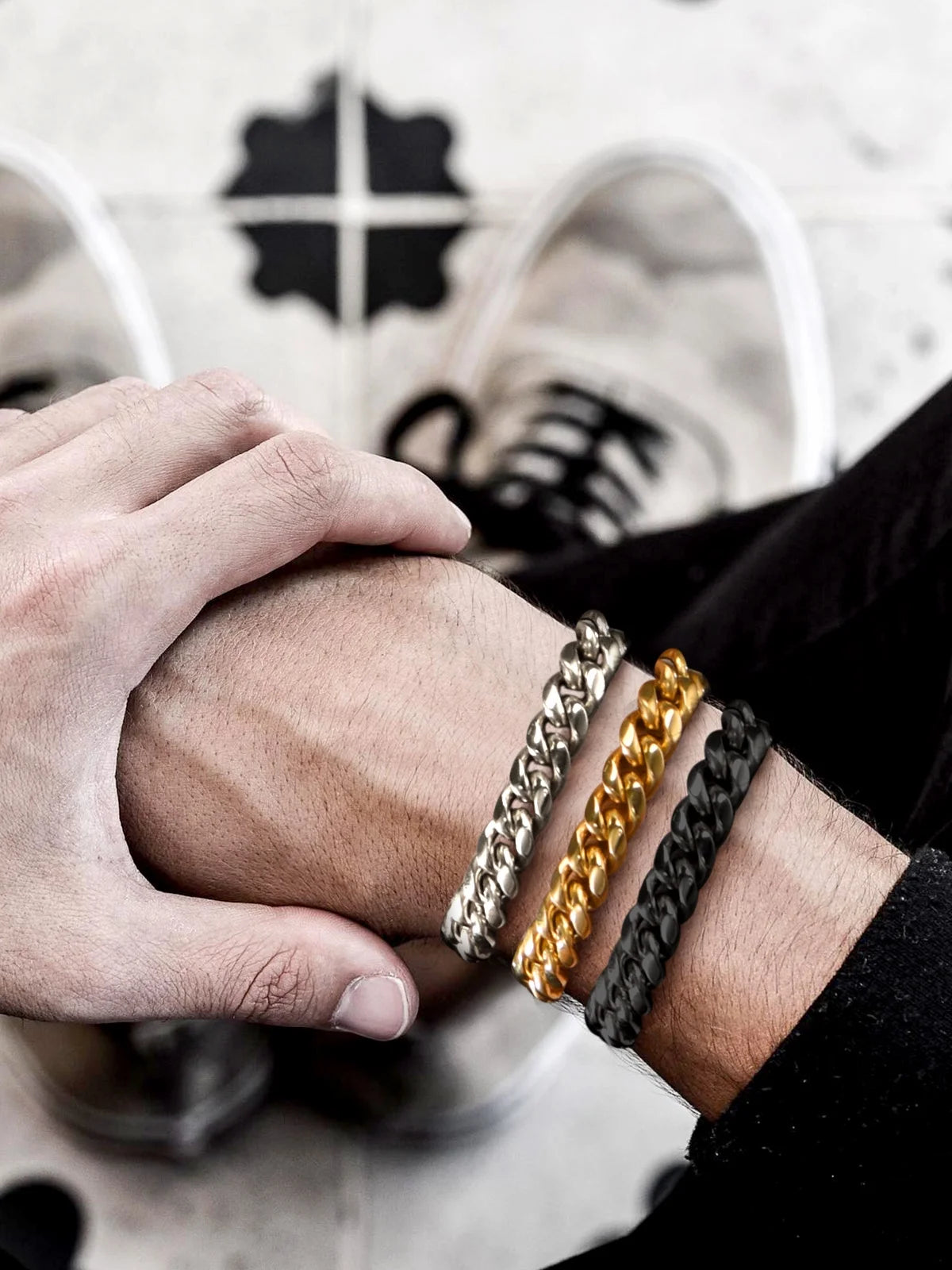 PROSTEEL Gold Plated Bracelet for Men Chunky Cuban Bracelet 10MM 7.5 Inch Chain Bracelet Stainless Steel Gift for Him