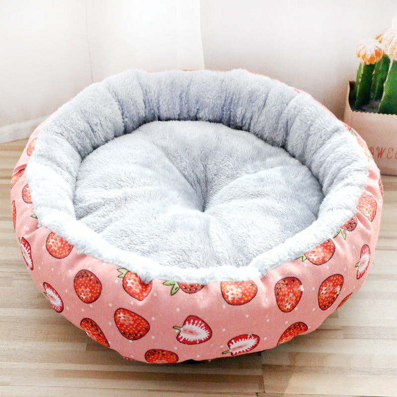 Calming Round Pet Bed – Plush Cotton Cushion for Dogs & Cats | S, M, L