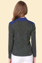 Two-Tone Spliced Casual Button-Down Shirt