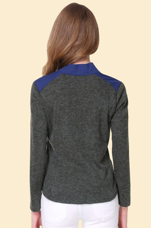 Two-Tone Spliced Casual Button-Down Shirt