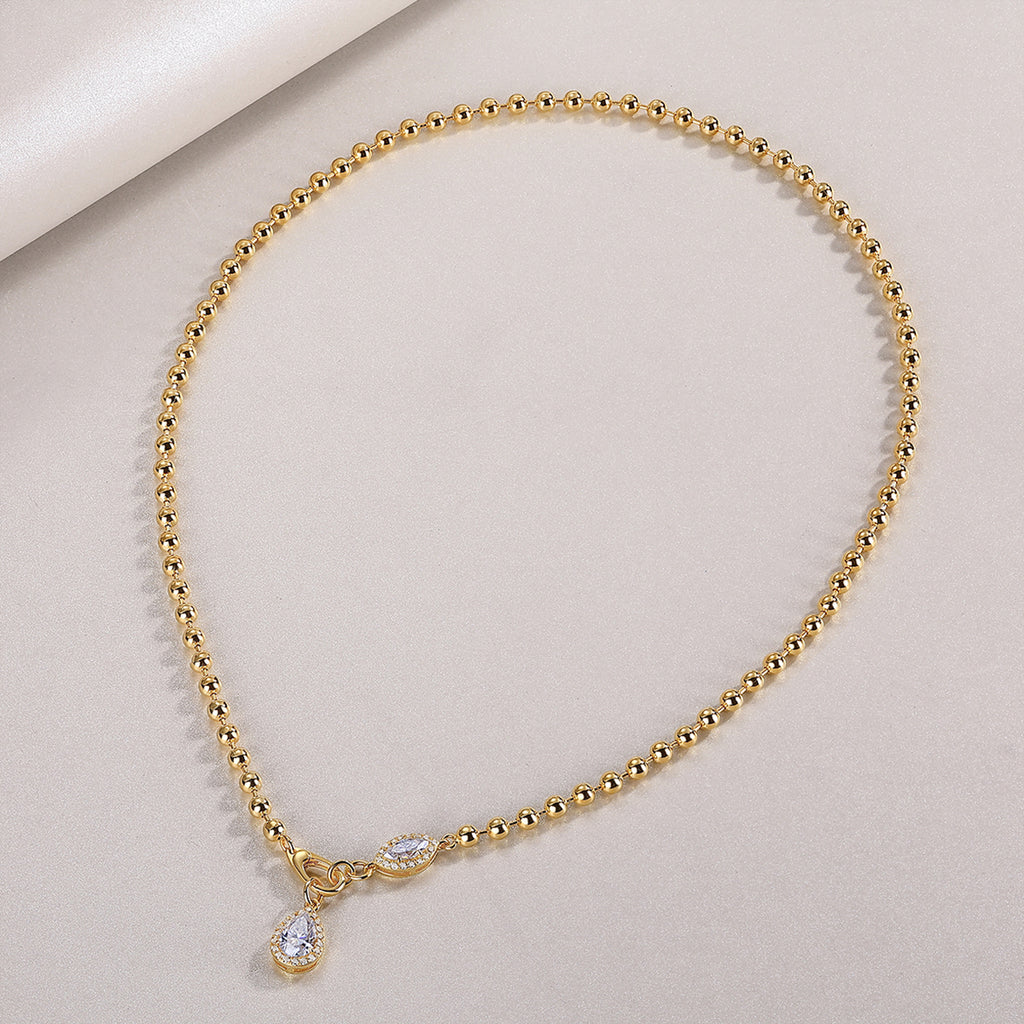 Pear-Shaped Moissanite Pendant Necklace | 925 Sterling Silver & Gold Plated