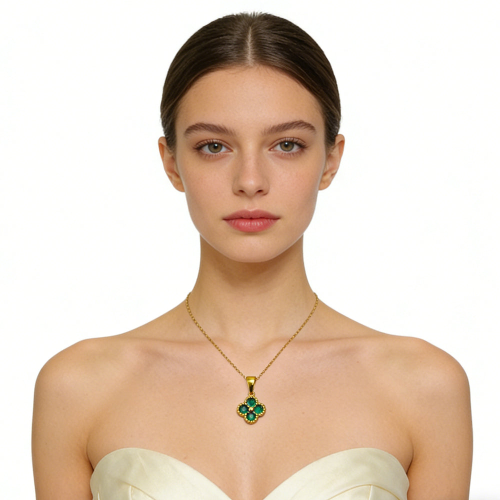 Lucky Four Leaf Clover Necklace | 24K Gold Plated Pendant & Adjustable Chain