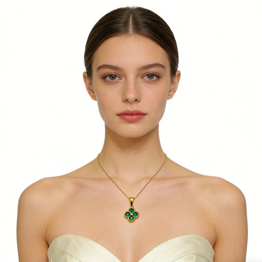 Lucky Four Leaf Clover Necklace | 24K Gold Plated Pendant & Adjustable Chain
