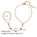 Gold Boho Hand Chain Bracelet for Women – Beaded Finger Ring Bracelet