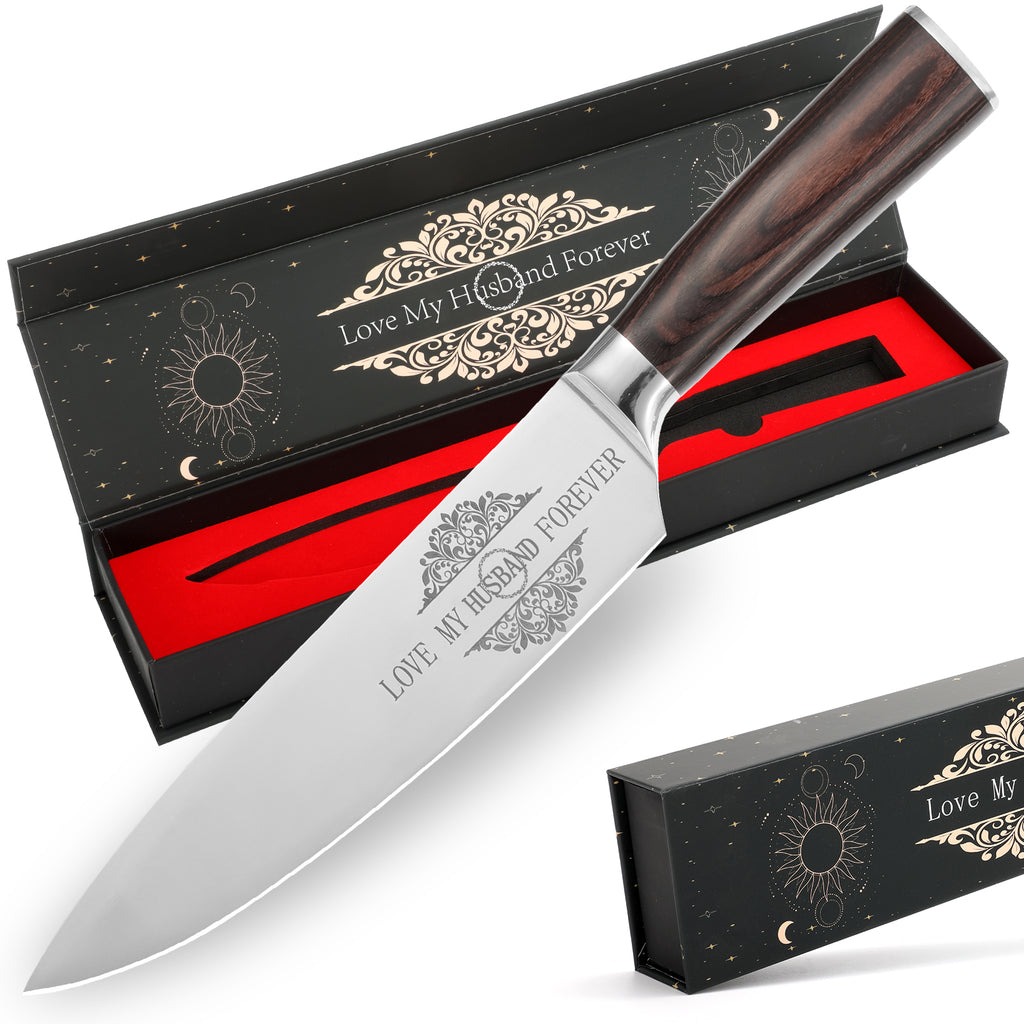 Professional 8-Inch Chef Knife - Japanese High Carbon Steel Kitchen Knife with Wood Handle