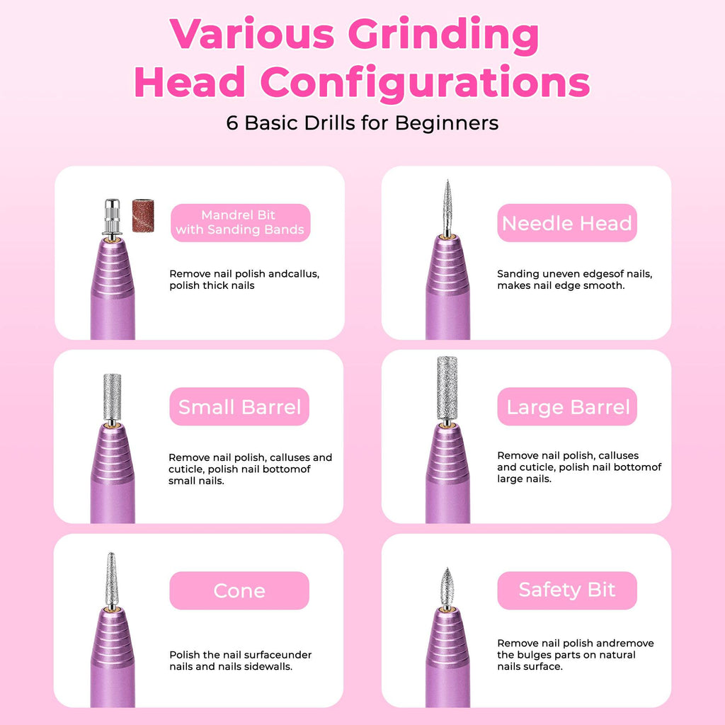 Professional Electric Nail Drill Kit | Portable Manicure & Pedicure Set with 6 Drill Bits