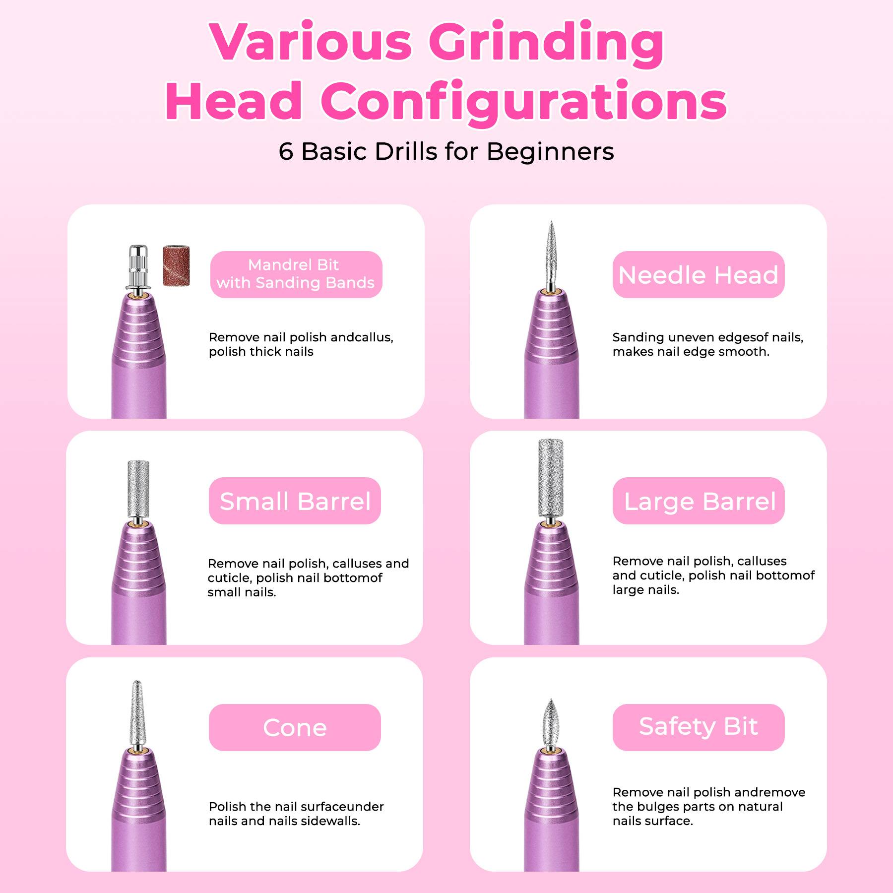 Professional Electric Nail Drill Kit | Portable Manicure & Pedicure Set with 6 Drill Bits