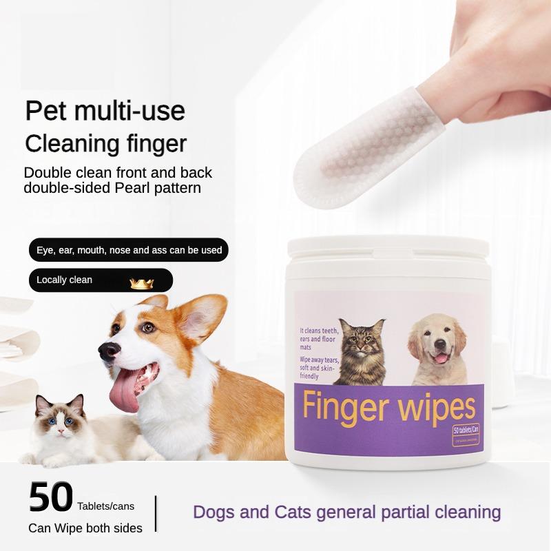 Dog Dental Finger Wipes - Fresh Breath & Teeth Cleaning | 50 Count