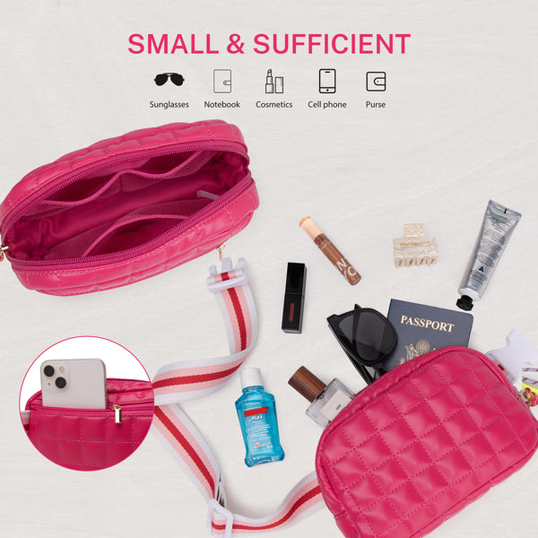 Quilted Puffer Belt Bag for Women - Lightweight Fanny Pack with Adjustable Strap