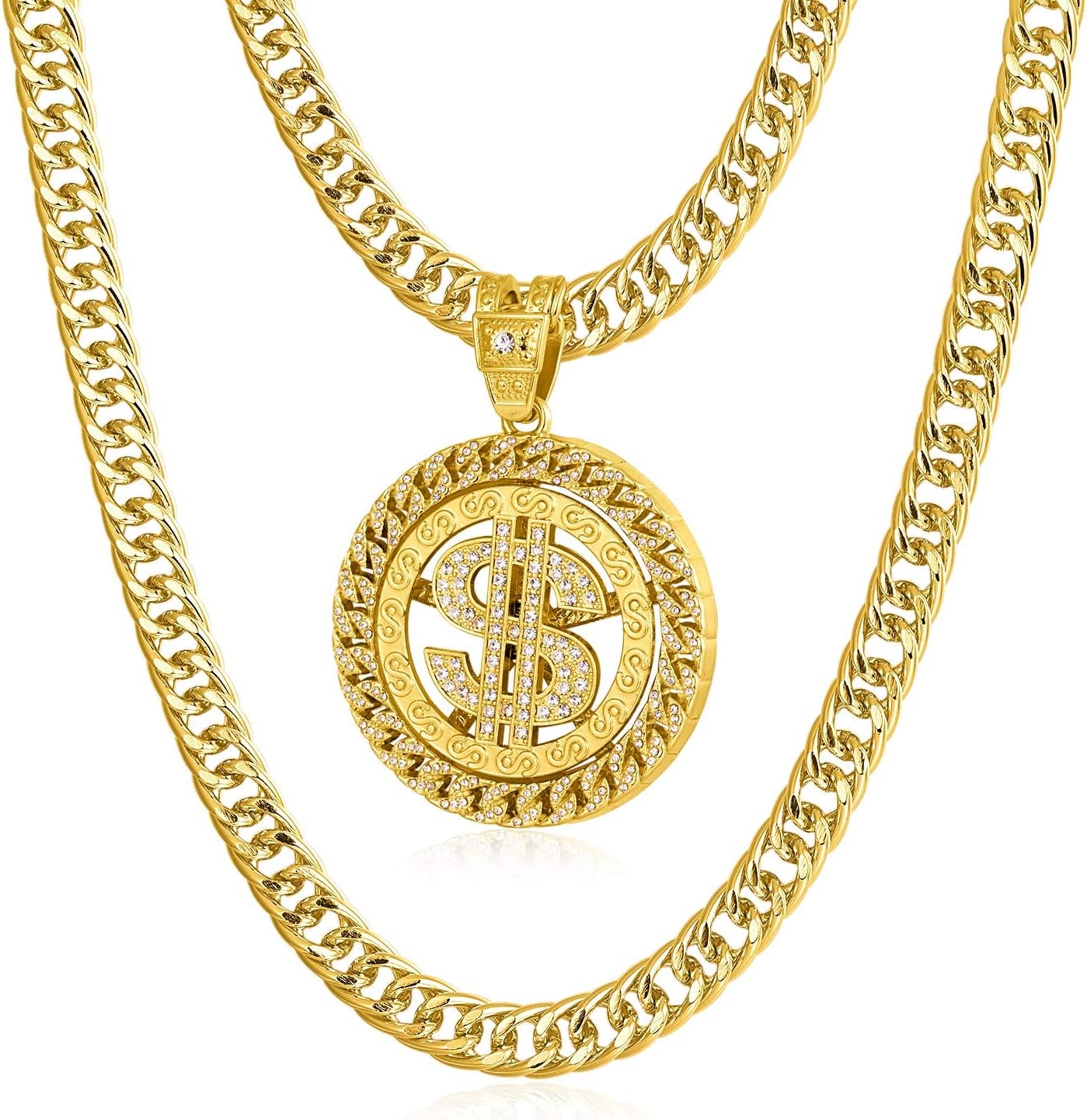 Gold Chain for Men with Dollar Sign Pendant Necklace