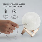 LED Moon Lamp Night Light with Remote - 16 Color Changing Ambient Lighting with Wood Stand