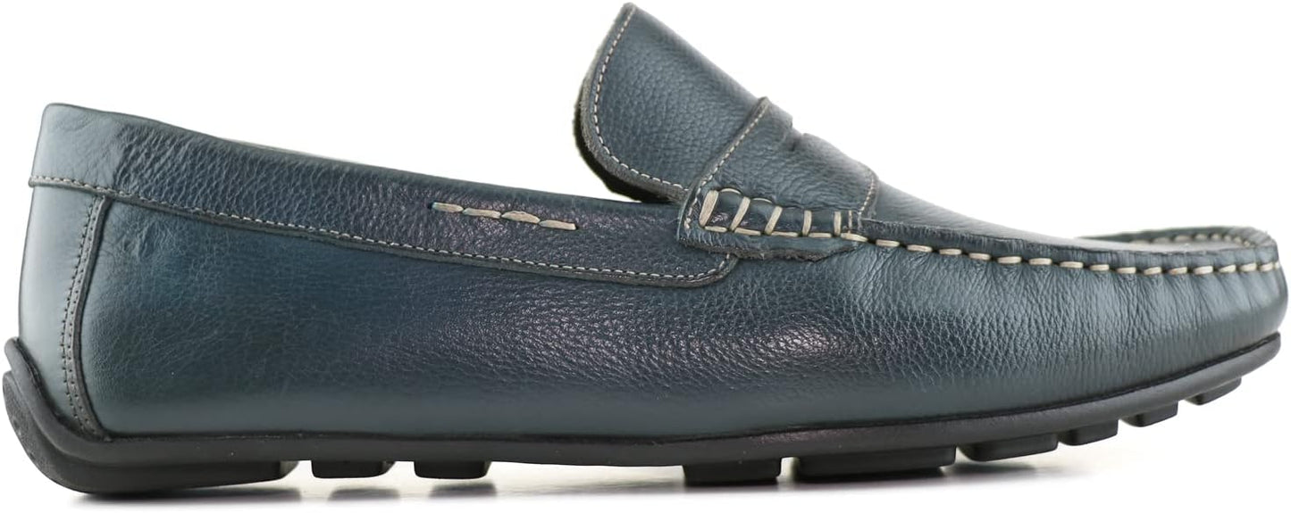 Men's Handcrafted Brazilian Leather Penny Loafers – Gel Heel Cushion, Arch Support & Anti-Slip Sole