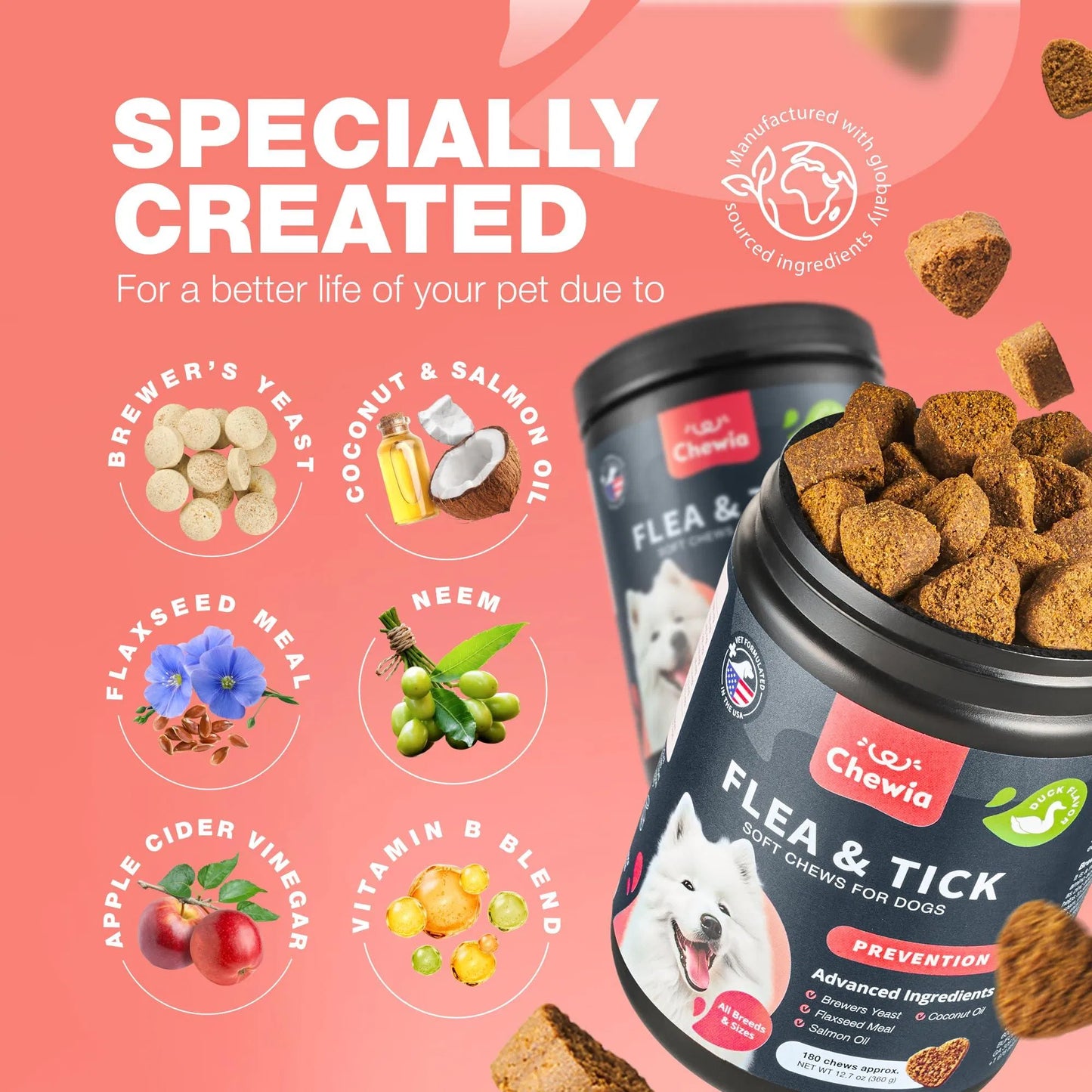 Natural Flea and Tick Prevention Chews for Dogs - Immune Support Soft Treats