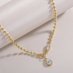 Pear-Shaped Moissanite Pendant Necklace | 925 Sterling Silver & Gold Plated