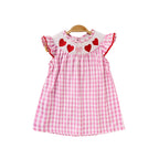 Baby Girl Valentine's Day Smocked Dress – Pink Plaid Heart Embroidery