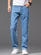 Men's Straight-Leg Jeans – 100% Cotton, Slight Stretch & Pocketed