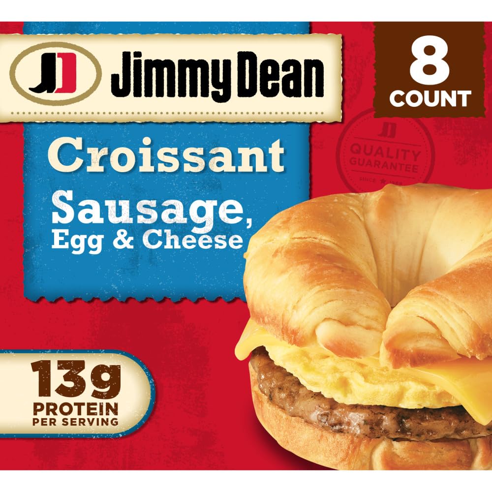 Jimmy Dean Sausage, Egg & Cheese Croissant Breakfast Sandwich, Frozen, 8 Count