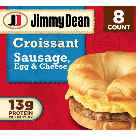 Jimmy Dean Sausage, Egg & Cheese Croissant Breakfast Sandwich, Frozen, 8 Count