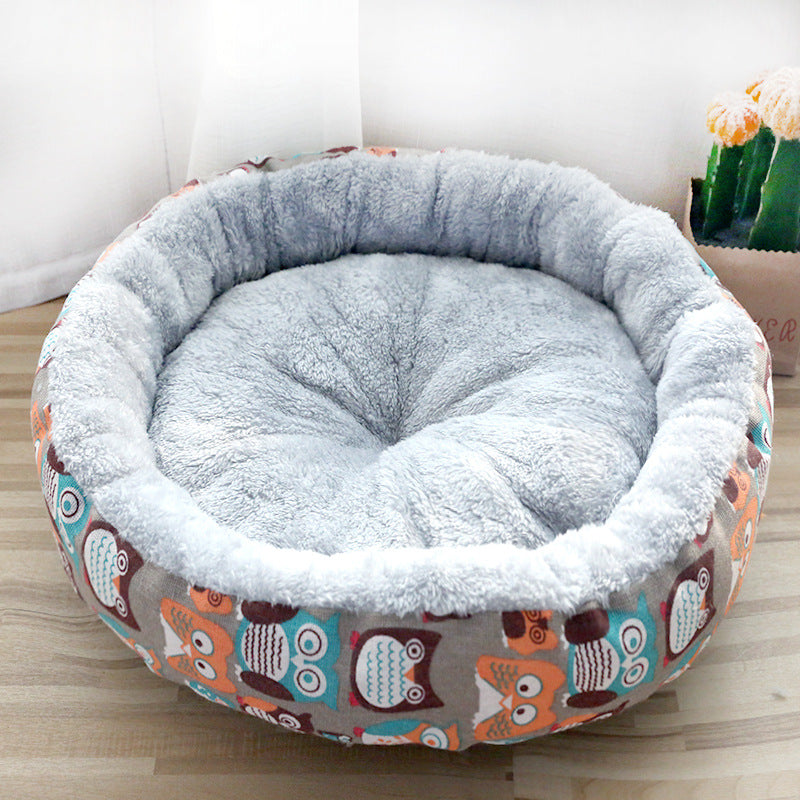 Calming Round Pet Bed – Plush Cotton Cushion for Dogs & Cats | S, M, L