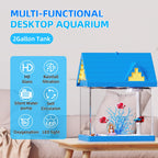 FREESEA 2-Gallon Aquarium Starter Kit with LED Light & Filter - Perfect Desktop Fish Tank for Betta, Goldfish & Shrimp